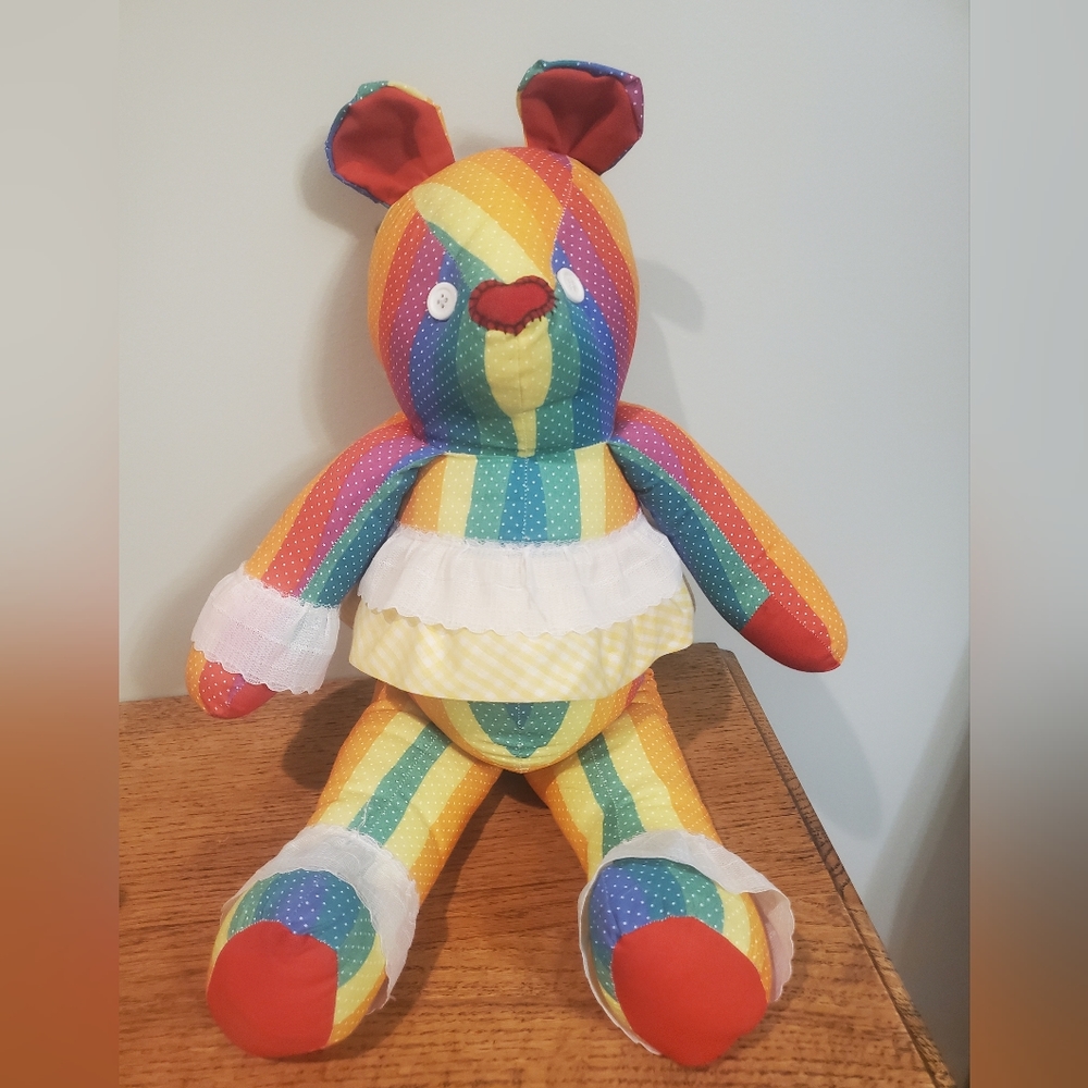 Handmade Vintage Rainbow Teddy Bear
